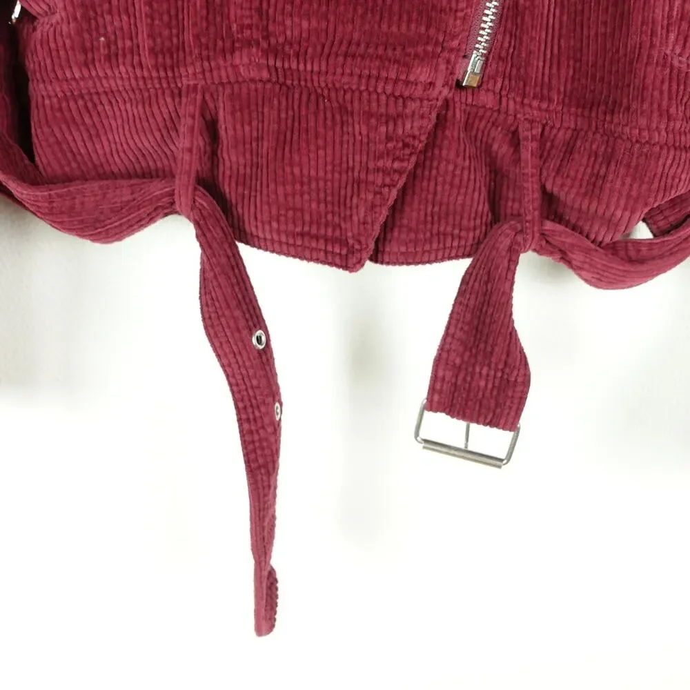 Free People Jacket Womens‎ SZ L Slouchy Dolman Moto Corduroy Boho 70's Grunge